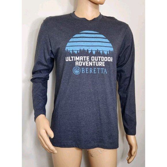 beretta Other - Beretta Men's Round Neck T-Shirt Size Medium Gray Long Sleeve Cotton (21)